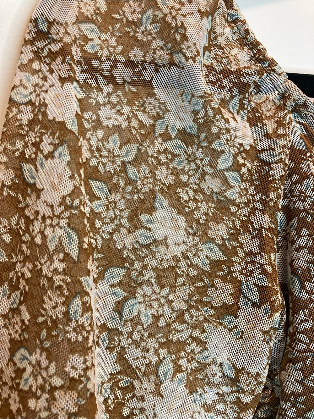 Altar’d state Floral Square-Neck sheer Crop Top in brown XS - Picture 4 of 5